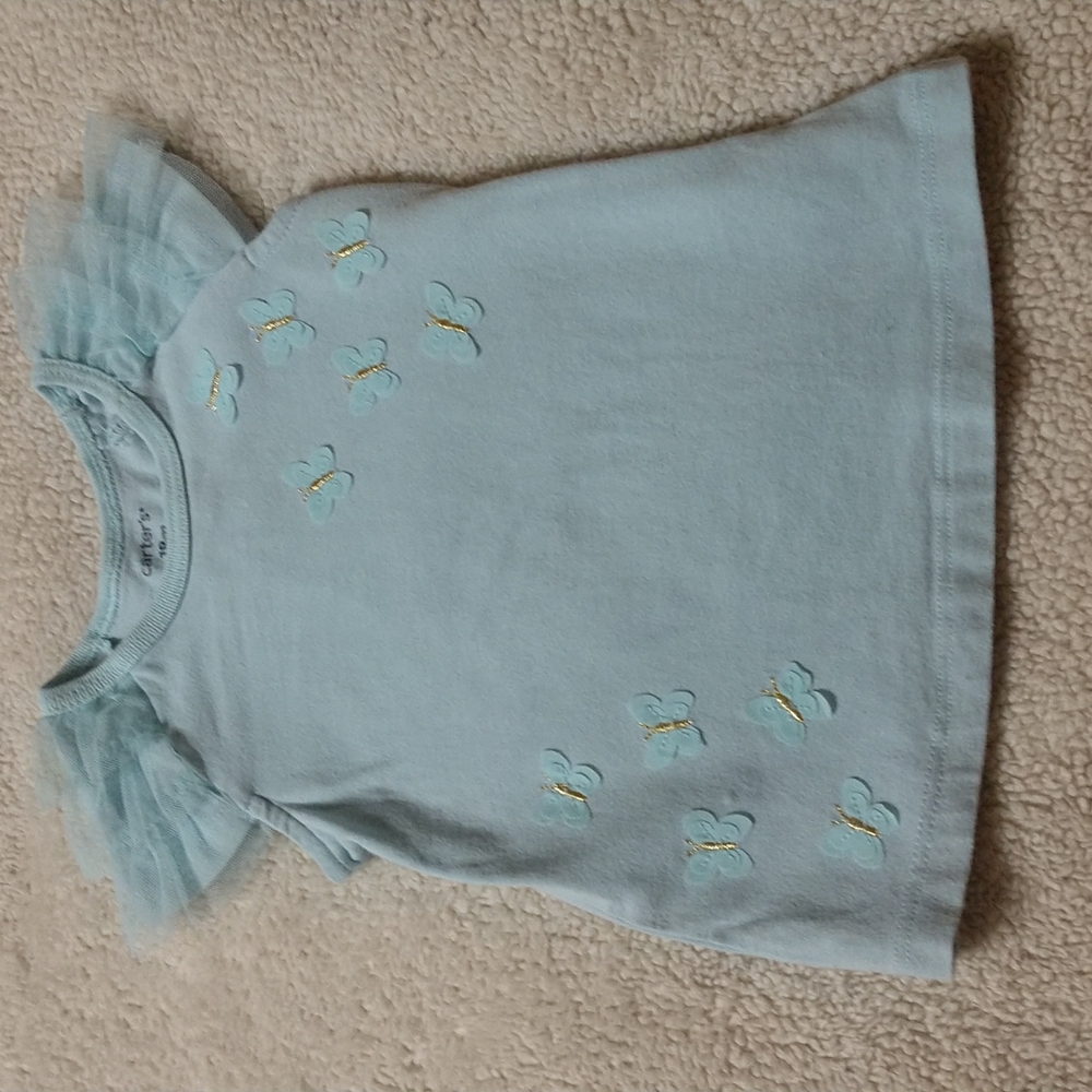 3/$15 Carter's Baby Girl Blue Butterfly T-shirt Size 18 Months